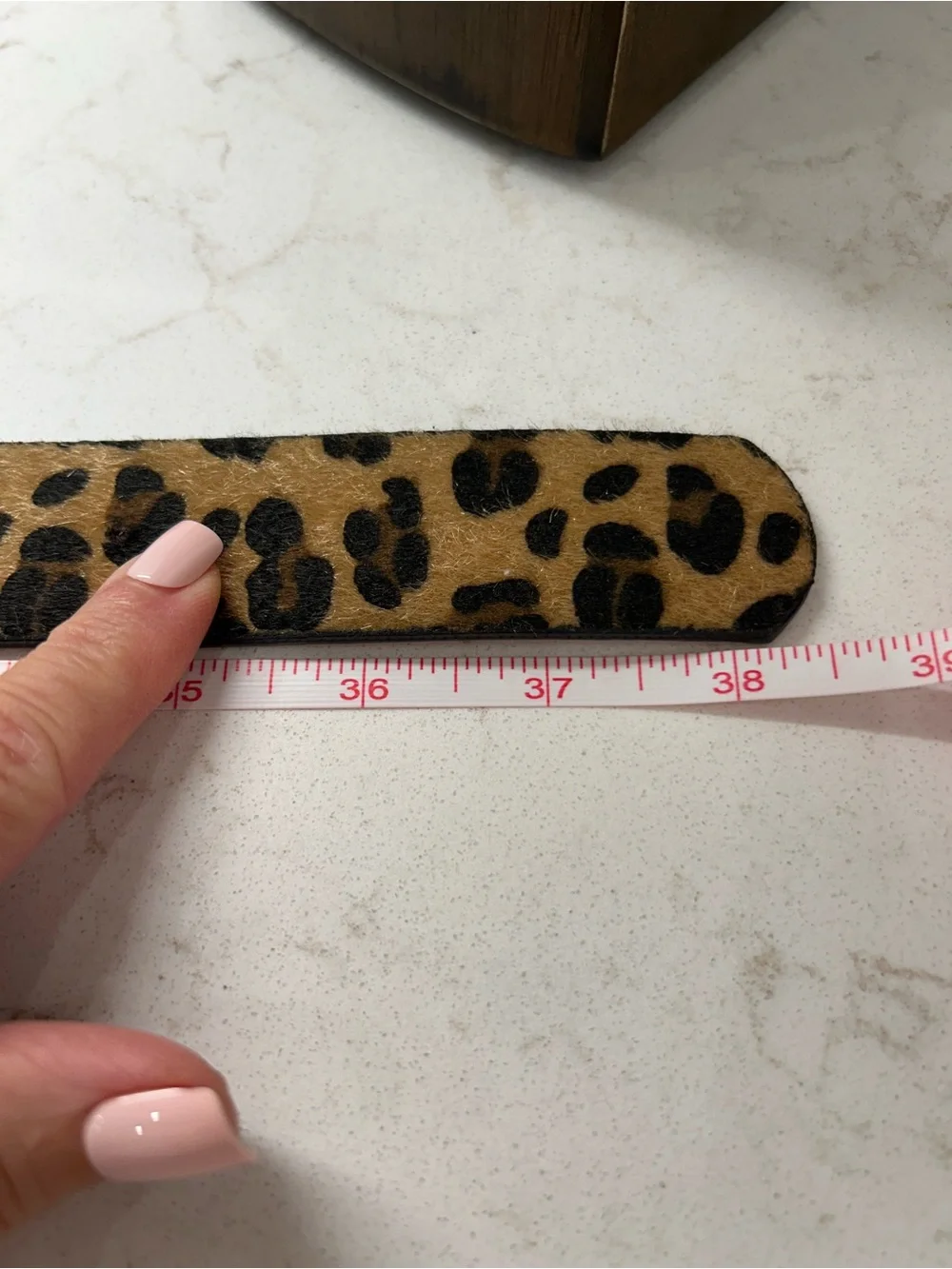 Leopard Print Double Ring Belt - Gold Hardware